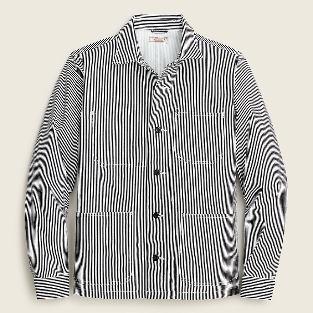 J.Crew Wallace & Barnes duck canvas chore jacket in railroad stripe